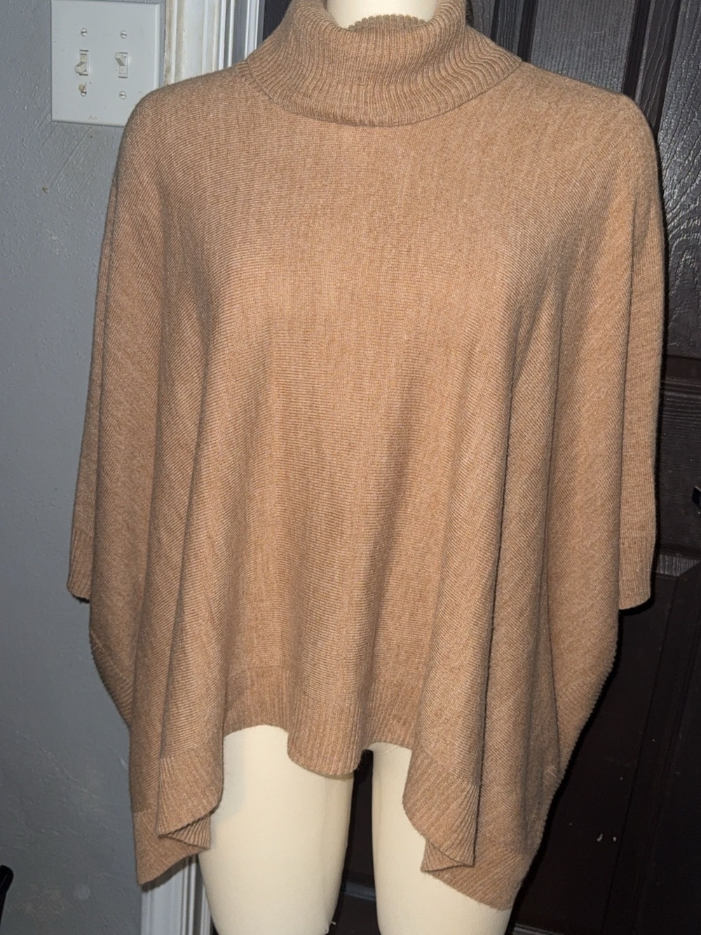 a new day Camel Turtleneck Poncho Sweater